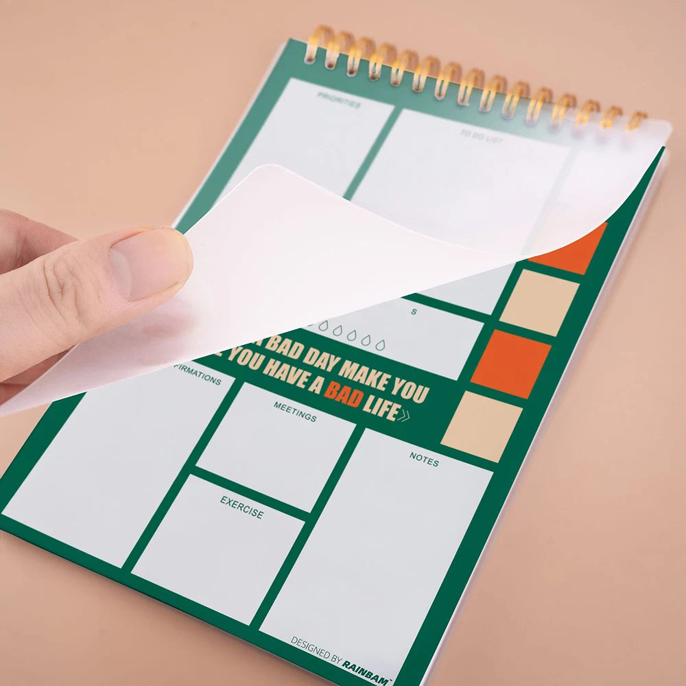 A5 Daily Planner Notebook 50 Sheets Spiral Bound English Weekly Self-Discipline Schedule Organizer Goals Tasks Time Management