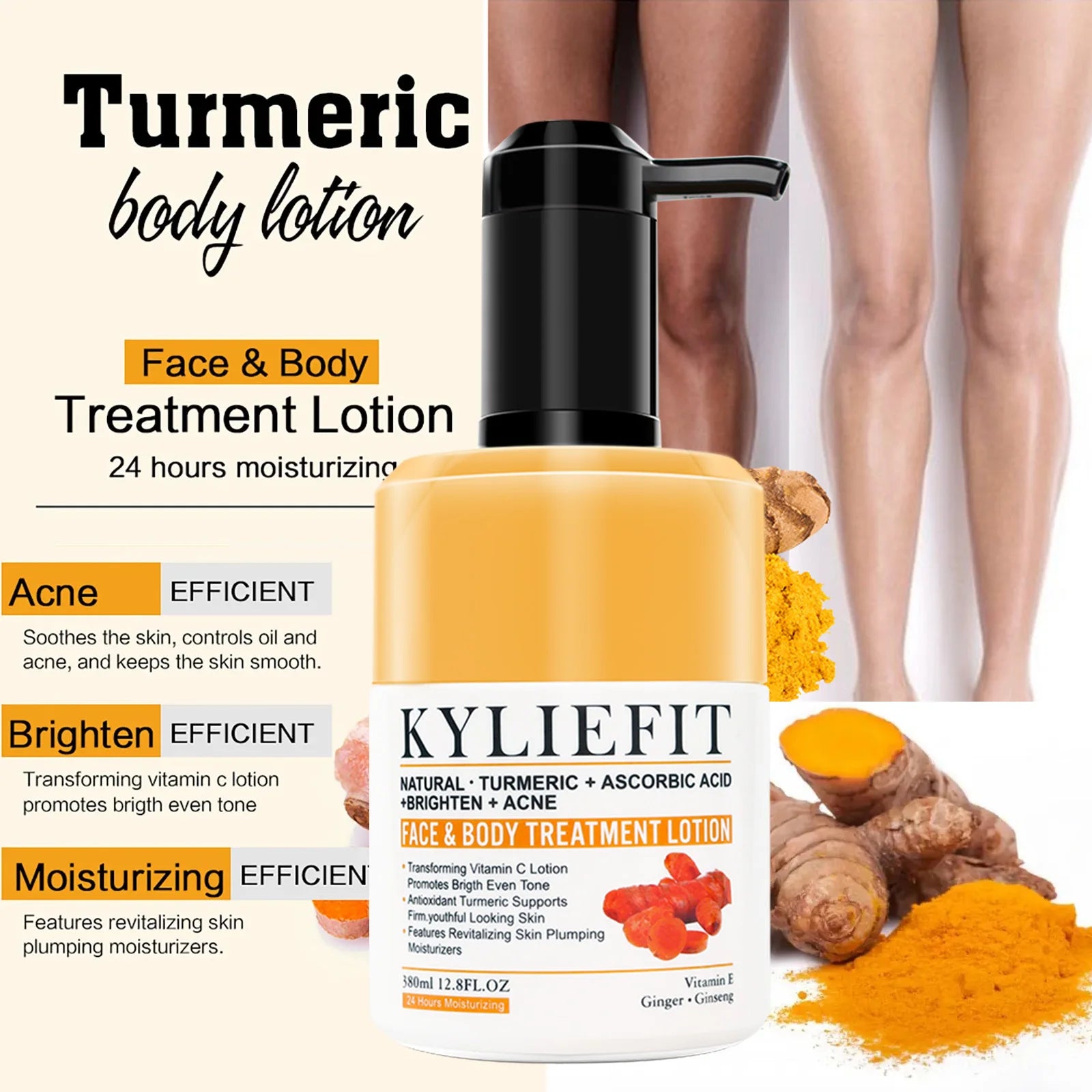 Organic Turmeric Skin Care Kit, Brighten, Clean, Remove Darkness, Spots, Acne, Lighten, Hydration, Exfoliate, Even Skin Tone