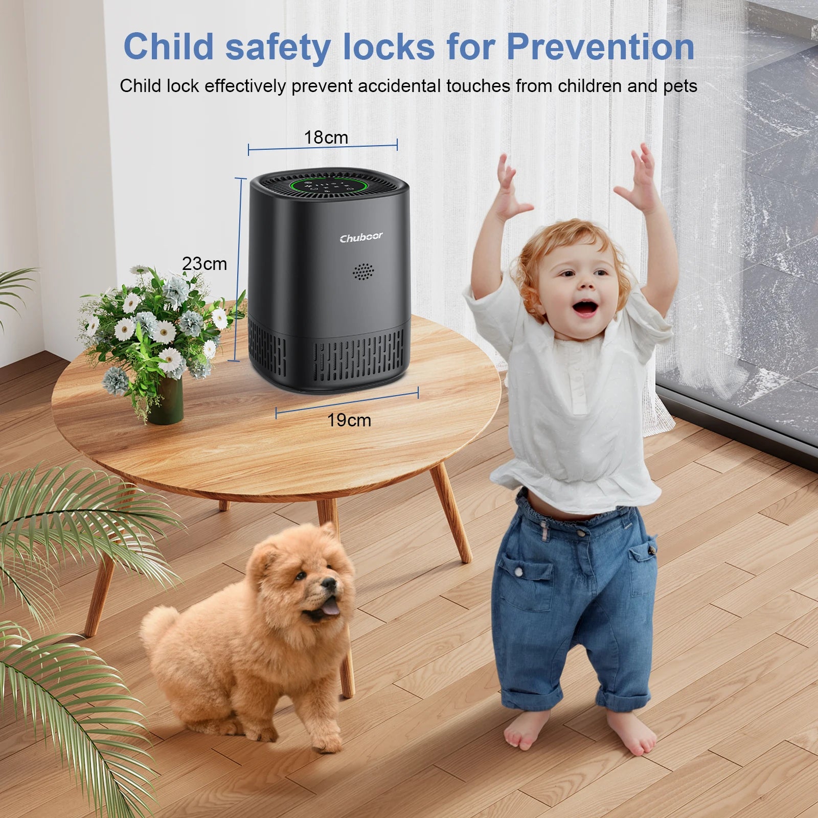 Chuboor Air Purifiers for Bedroom Home ,Filter Cleaner with Sponge Filters Smoke Allergies Pet Dander Odor Dust, Office, Desktop