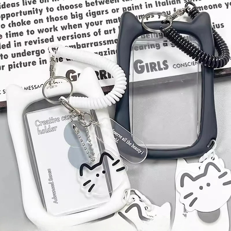 Cute  Photocard Keychain Case - Clear PVC Card Holder with Key Ring for Backpack, Protective Display Sleeve for Idol Photo, Gift for Fans Collectors