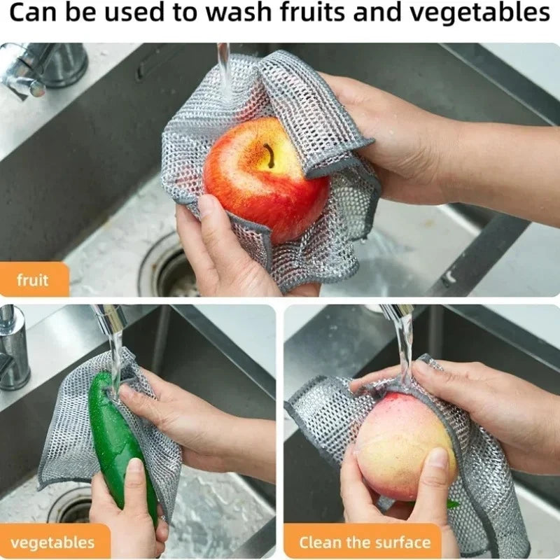 5/20 Pcs Reusable Wire Dishcloths – Non-Scratch, Thickened Microfiber Cleaning Cloths for Dishes and Kitchens