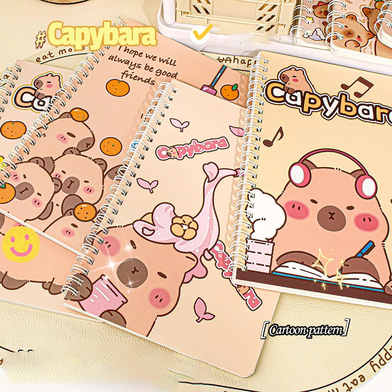 Capybara A5 Spiral Notebook Cute Planner Daily Notes Coil Notebooks Small Notepad For Kid Student Diary School Learning Supplies