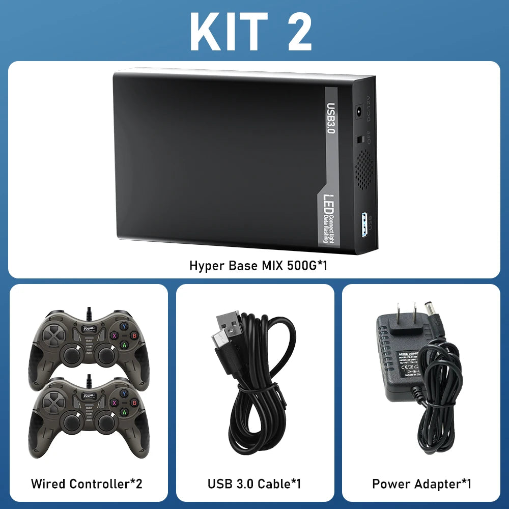 500G Retro Gaming HDD Video Game Console Retrobat＆Playnite＆Launchbox OS for XBOX/PS3/PS2/Switch/Wii/WiiU/DC/NES with 38200+Games
