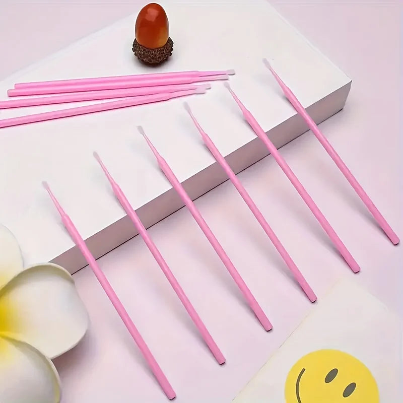 100Pcs Disposable Micro Cotton Swabs Lash Extension Cleaning Brush Household Salon Makeup Supply
