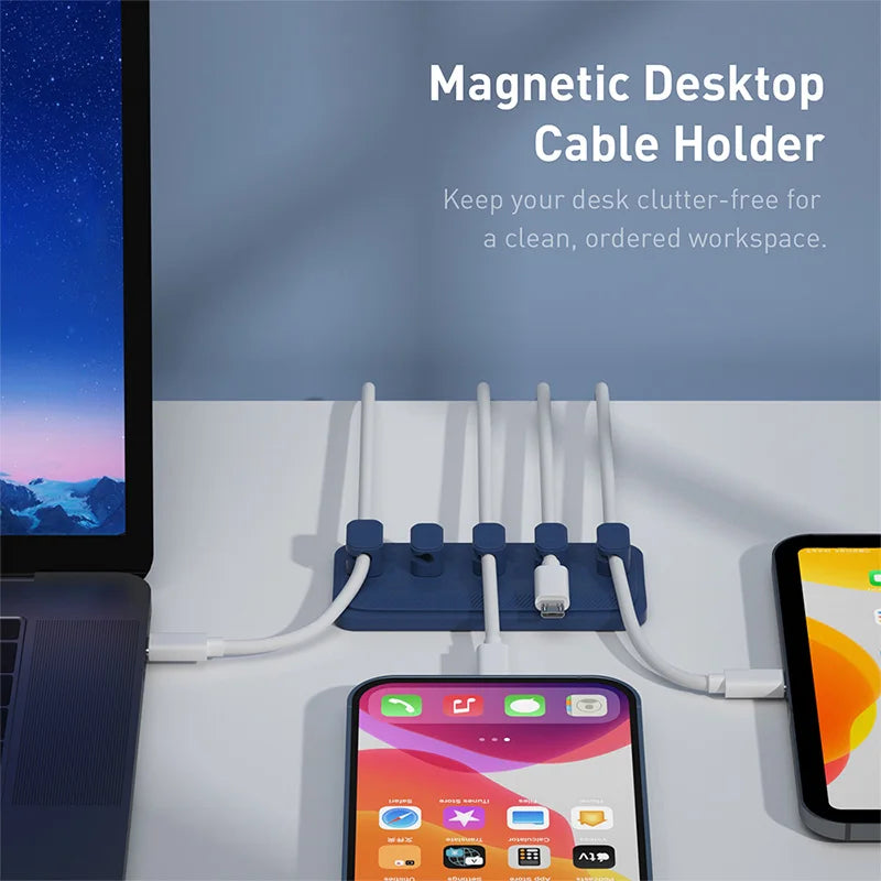 Multipurpose Magnetic Organizer Desktop Cable Clip Mouse Wire Protector Cord Winder Self-Adhesive Fixed USB Charging Line Holder