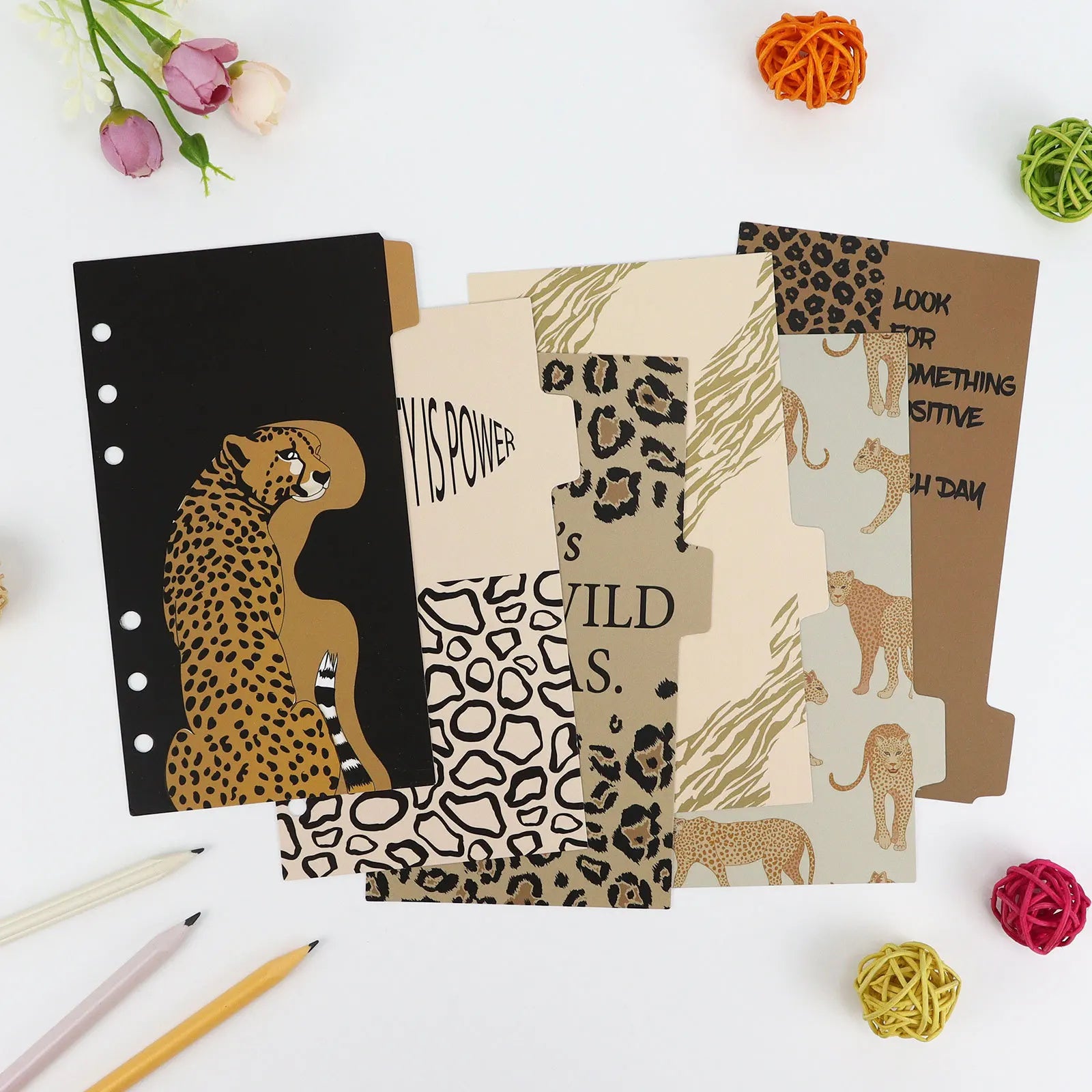 A6 Leopard Separator Paper Index Page Classification Separator Page Notebook Loose-leaf Book Partition Accessories