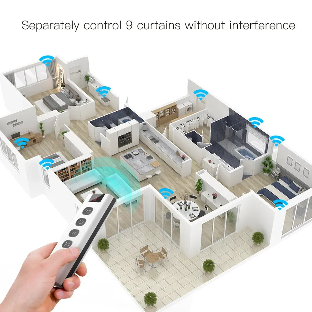 9 Channel RF433 Remote Control for WiFi Curtain Switch RF Roller Blinds Module Battery Powered Curtain Accessories Emitter