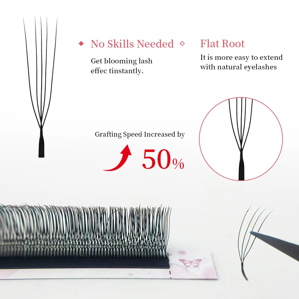 Goddess U Shaped YY 3D 4D 5D Eyelashes Extension Handmade Premium Soft Premade Fan U Lashes Beauty Makeup W Bloom Lashes