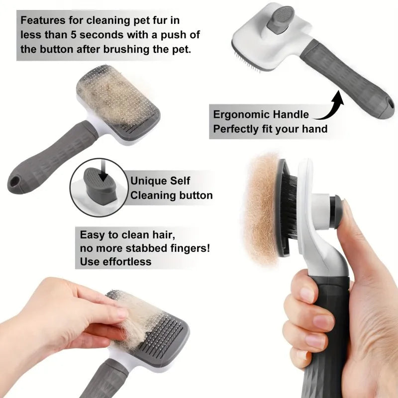 Universal Pet Detangling Brush, Massages Out Knots & Mats. 19cm, for Long/Short Hair, Soothing