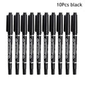 10Pcs/set Double Tip Art Black Blue ink Permanent Paint Marker Pen for Plastic Wood Stone Metal Glass Doodling Marking Graffiti