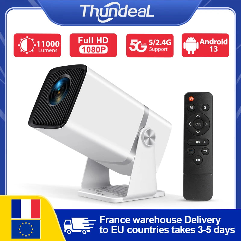 【Brand+】ThundeaL TD80W Full HD 1080P Projector Android 4K WiFi 3D Smart Home Theater TD80 Mini Portable Projector Meeting Video