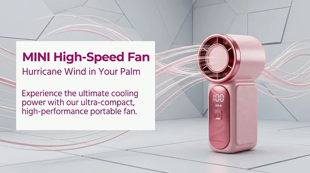 Portable Handheld Mini Fan, 6 Speeds 16900 RPM High Velocity Personal Fan with LED Display, USB Rechargeable, Mini Fan with Lanyard for Makeup, Travel, Outdoor Fan for Women Girl Gift, Pink