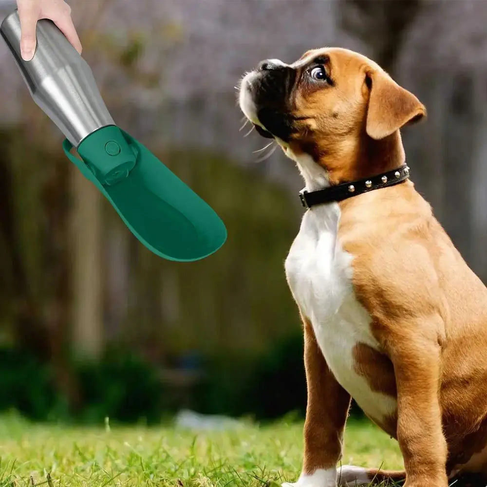 Dog Water Bottle 27oz Stainless Steel Travel Water Dispenser Pet Accessories 2 In 1 Dog Water Bowl For Travel Outings Camping