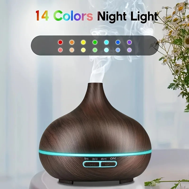 Diffuser For Home Wood Grain Aroma Diffuser with Remote Control Timer  6 Oil Set - 550ml Cool Mist Humidifier for Large Room