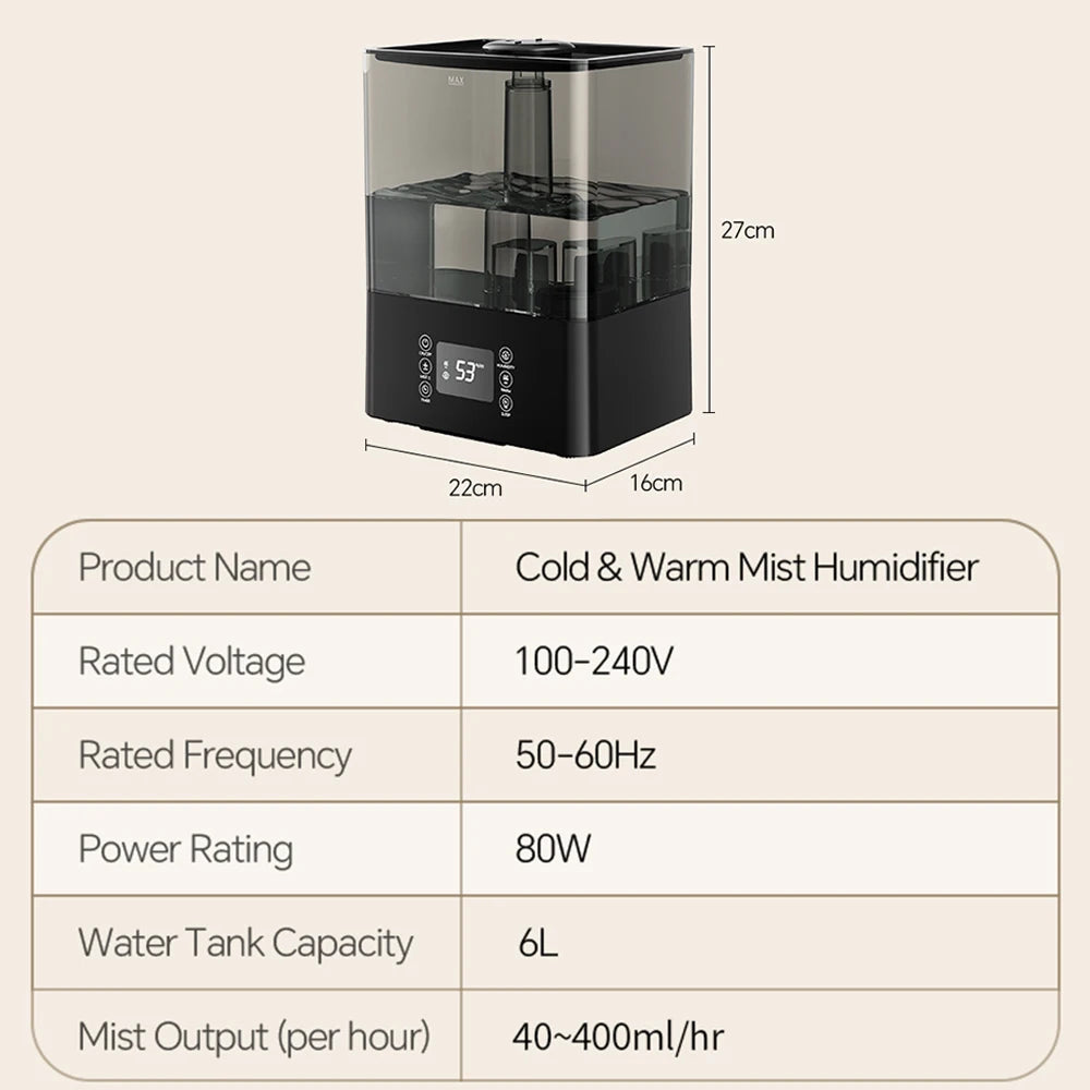 6L Professional Large Capacity Household Silent Air Humidifier Plant Spray Aroma Diffuser Ultrasonic Water Mist Diffuser