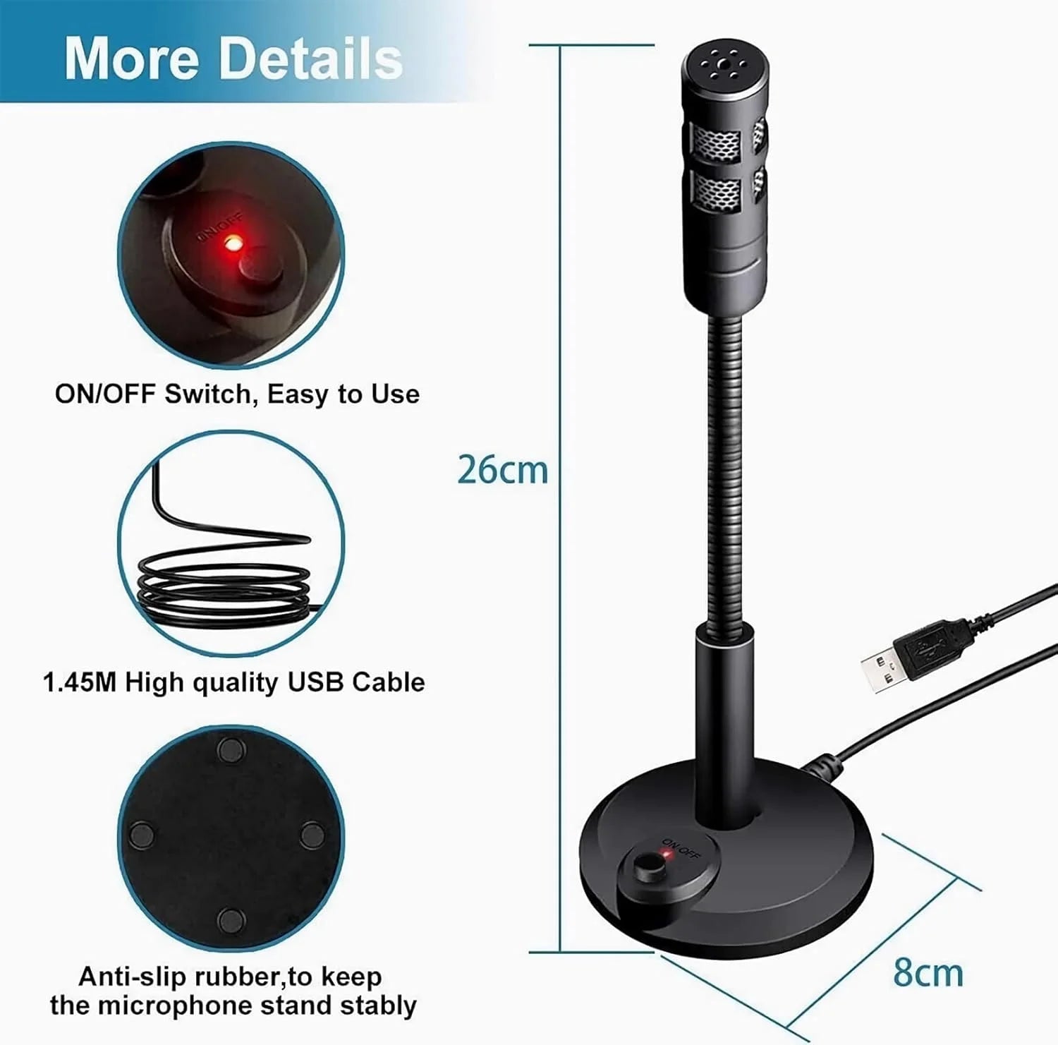 USB Desktop Microphone 3.5mm Omnidirectional PC Laptop Computer Mic for Computer Gaming Recording Chatting Singing Meeting microphone professionnel mocro karaoke sans fil bluetooth microphone for phone karaoke