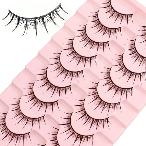 10 Pairs of Natural False Eyelashes Cartoon Style 3D Imitation Mink Fur Wing Shape Soft and Natural Realistic Eyelash Extension