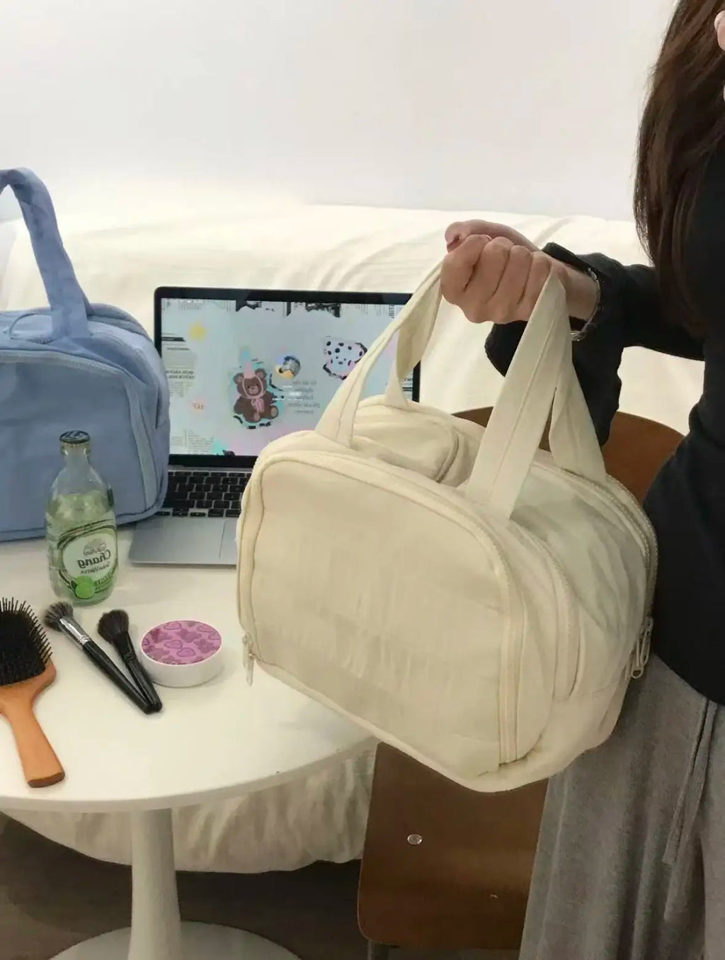 Multi opening makeup bag, suitable for commuting, travel, and home, suitable for makeup and grooming storage