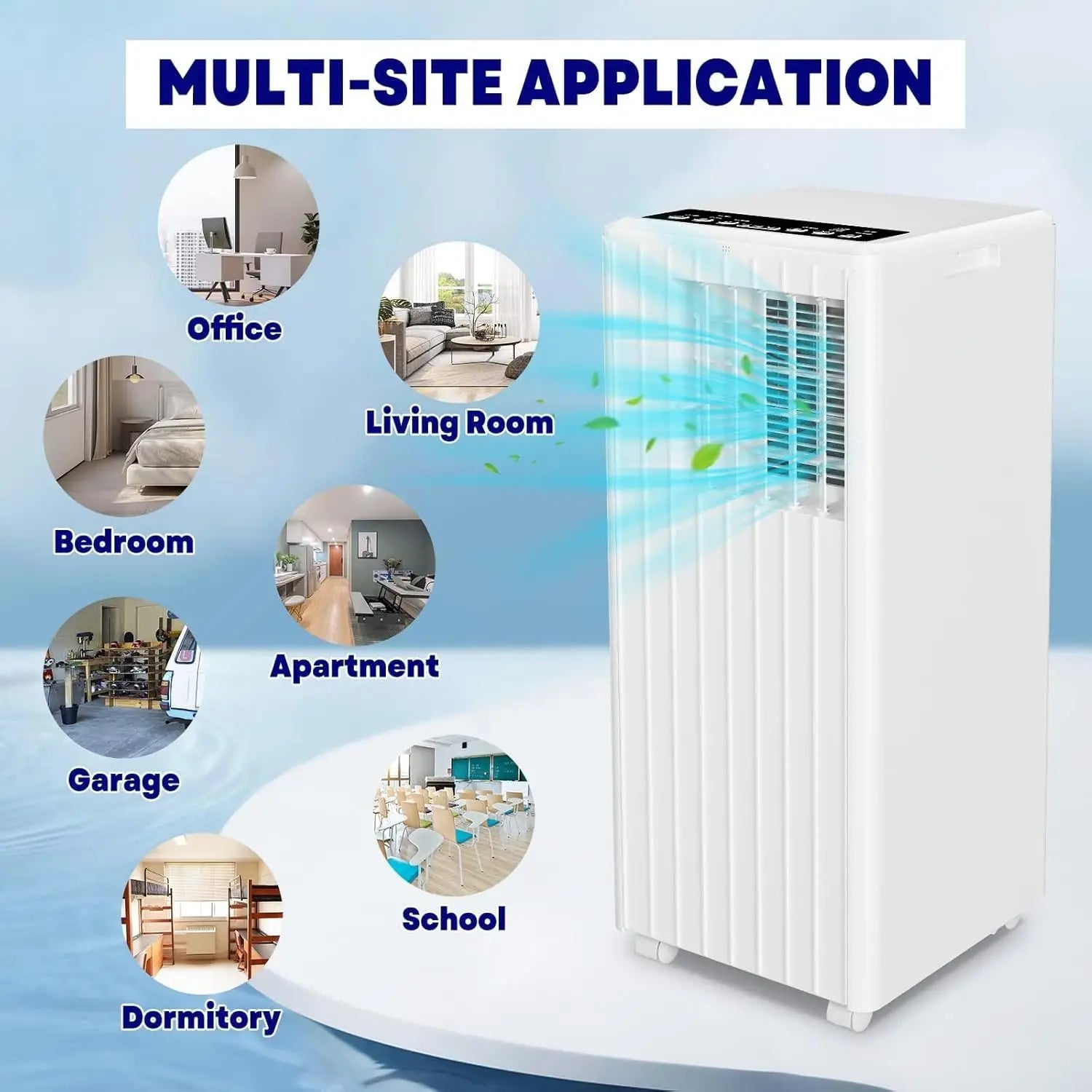 8,000 BTU Portable Air Conditioner, 3-in-1 AC Unit with Cooling, Dehumidifier & Fan, Fast Cooling for Rooms up to 350 Sq. Ft., Remote Control, 24H Timer, Sleep Mode, Window Kit Included, 115V, White