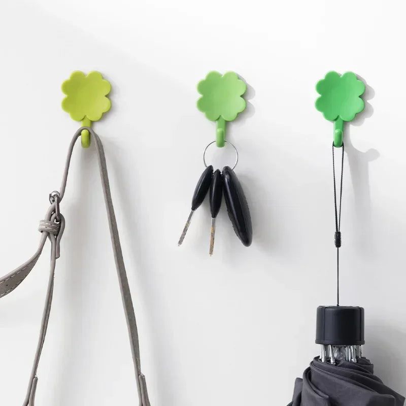 4pcsSet Four-leaf Clover Self-adhesive Hook Punch-free Wall Storage Hook for Study Dormitory Storage Supplies Student Stationery