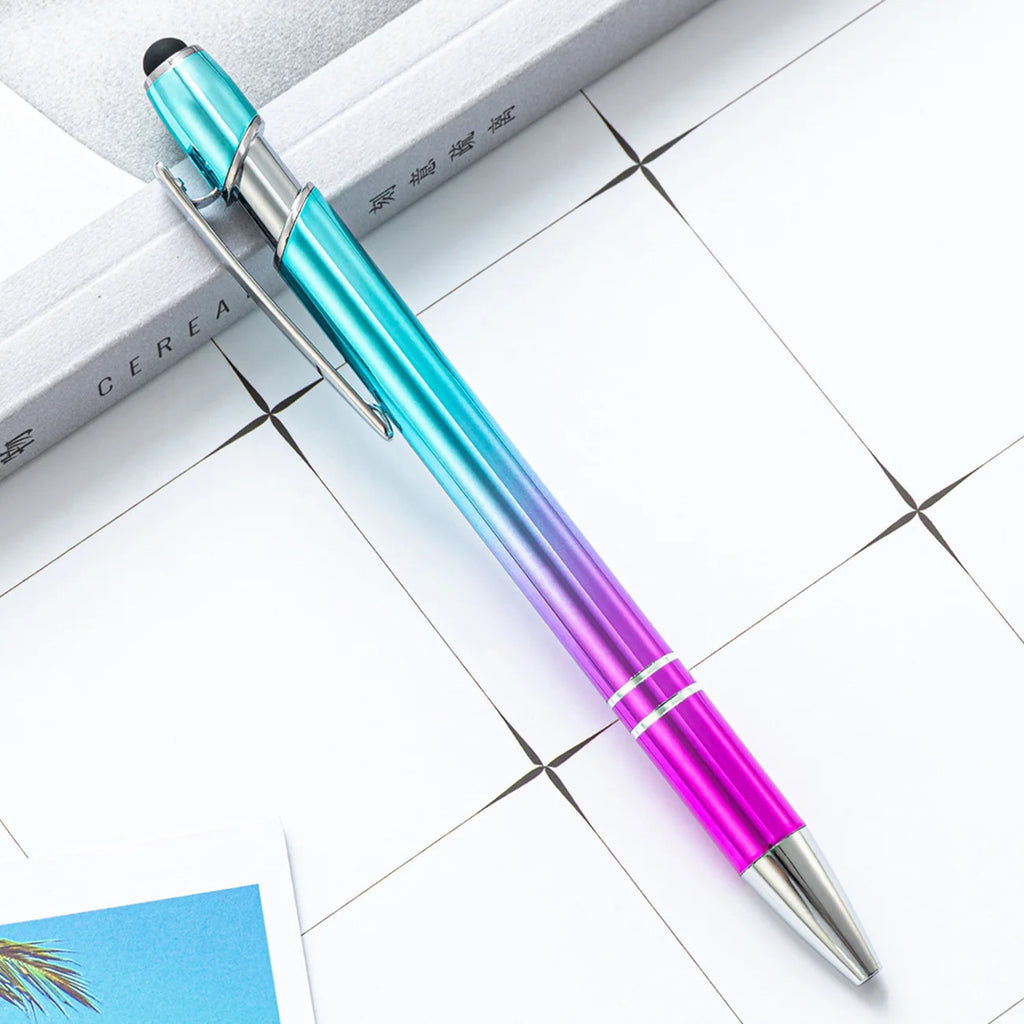 Ellen Brook 1 PCS Stationery Office School Supplies Gradient Color Press Touch Screen Ballpoint Pen Cute Metal Pens