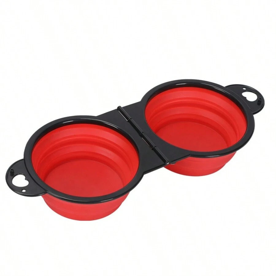 1-piece 2-in-1 Foldable Dual Bowl Feeding Bowl Portable Outdoor Travel Dog Cat Drinking Bowl Pet Supplies Outdoor Feeding Water