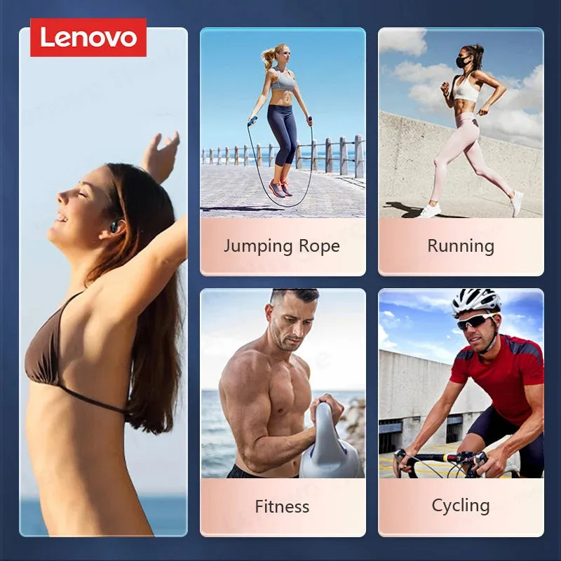 Lenovo LP75 TWS Wireless Bluetooth V5.3 Earphones IPX5 Digital Display Ear Hook Earbuds HiFi Stereo Noise Reduction Headphones