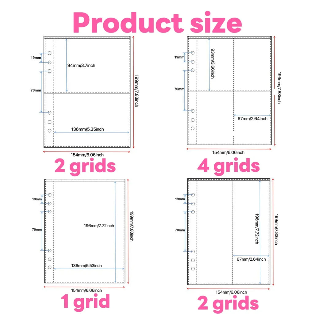 1-4 Grids A5 Kpop Photocards Sleeves Photo Album Page Protector High Definition Transparent Photo Album Photocard Binder포토카드 바인더