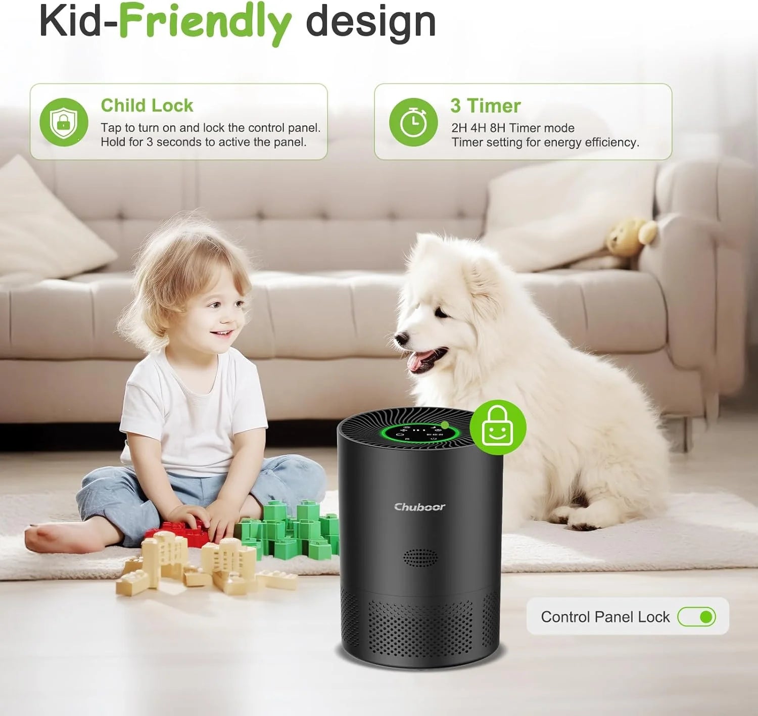 Chuboor Smart Air Purifier for Bedroom Home, App/Alexa Control,PM2.5 Monitor HEPA Air Purifier for Bedroom Living Room for Pets