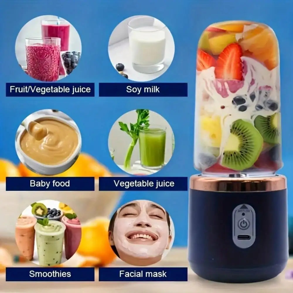 Juicer Cup + Portable Outdoor Cup, Dual Cups, Detachable, Easy To Clean, For Making Fine Juice, Fruit Blender, Beverage Maker, Suitable For Home, Outdoor Travel, Office, USB Charging, Portable Blender, Juice Mixer - Perfect G