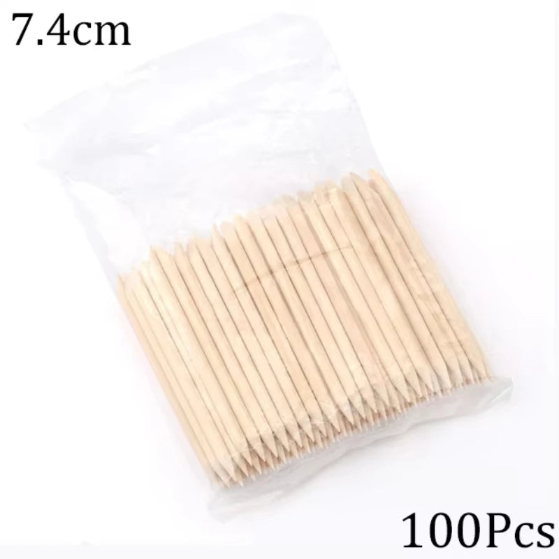 Optional 50Pcs 100Pcs Orange Wood Nail Sticks Double Sided Cuticle Pusher Rhinestone Dotting Tool Household Salon Manicure Pedicure Supply