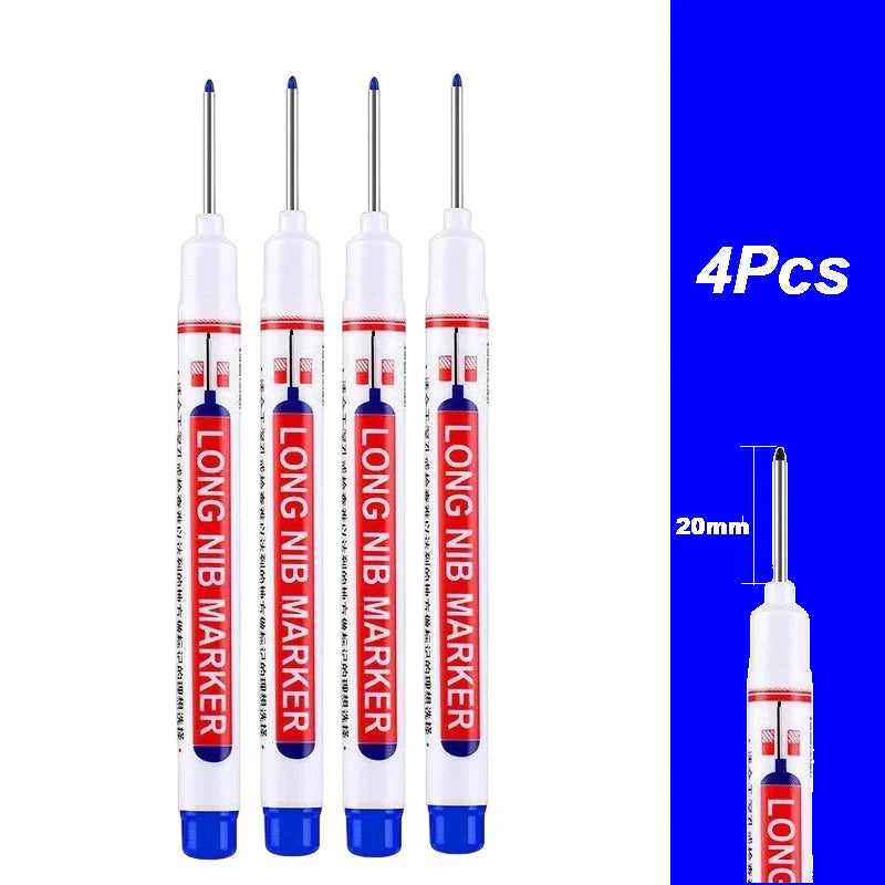 4-100Pcs 2cm Waterproof Long Head Markers Deep Hole Marker Pen for Metal Carpenter Red/Black/Blue/Green /White Woodworking Tools