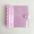 A7 Square Macaron Pink PU Leather DIY Binder Notebook Cover Diary Agenda Planner Paper Cover School Stationery