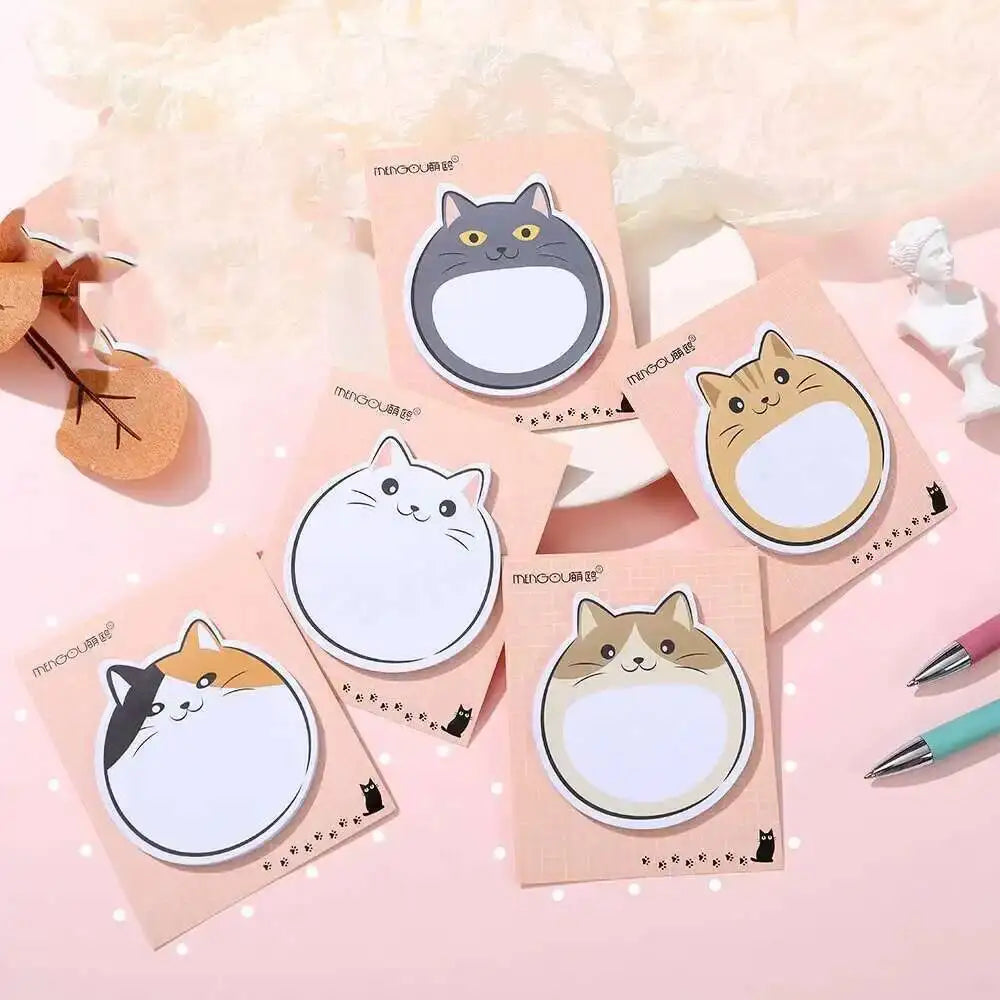 1 Piece Lytwtw's Cartoon Adhesive Cute Kawaii Cat Notes Notepad Memo Pad Office School Supplies Stationery Sticker Decoration