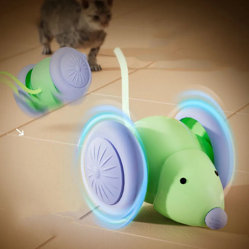 Electric Mouse Car Interactive Cat Toy Rechargeable Automatic Kitten Toy Intelligent Obstacle Avoidance Pet Cat Toy