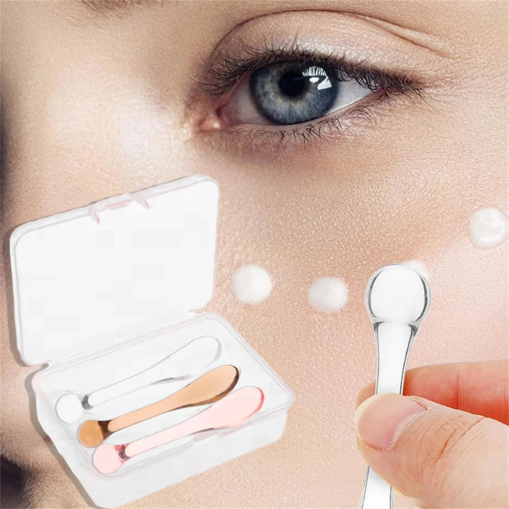 3pcs Acrylic Cosmetic Spatulas Scoop with Bottle Face Cream Mask Mud Mixing Spoon Beauty Tools Absorb Roller Facial Applicator