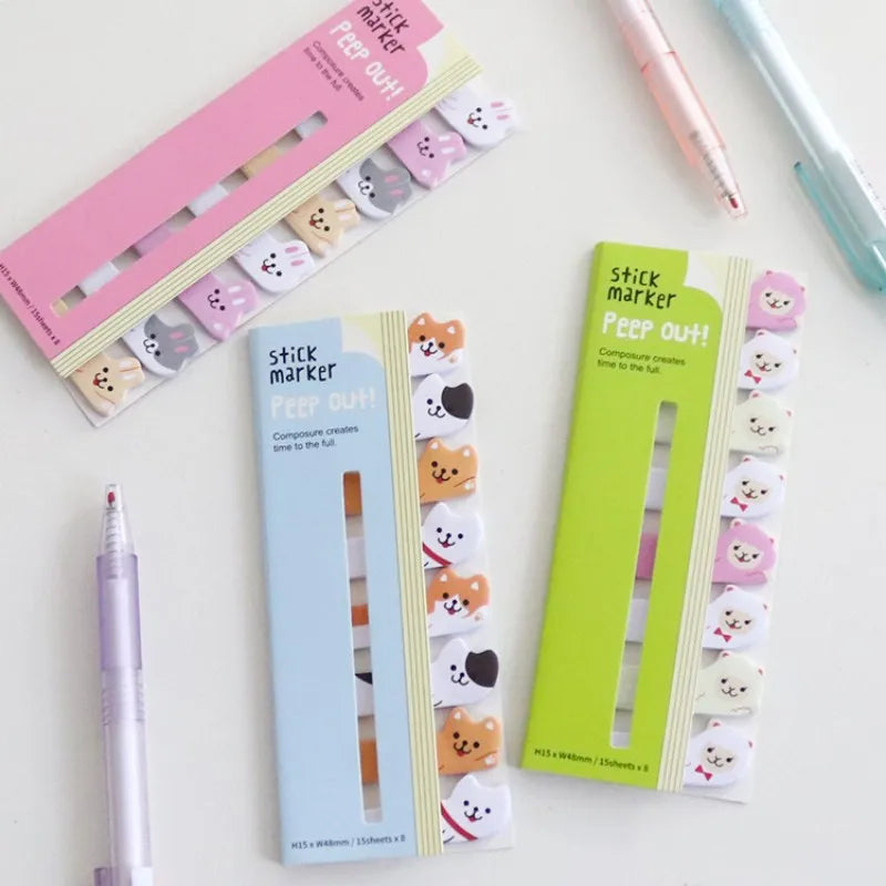 8 PiecesLytwtw's ‌Kawaii Animal Bookmark Sticky Notes/Note Pad/N-Sticky Notes Memo Pads, Creative Stationery