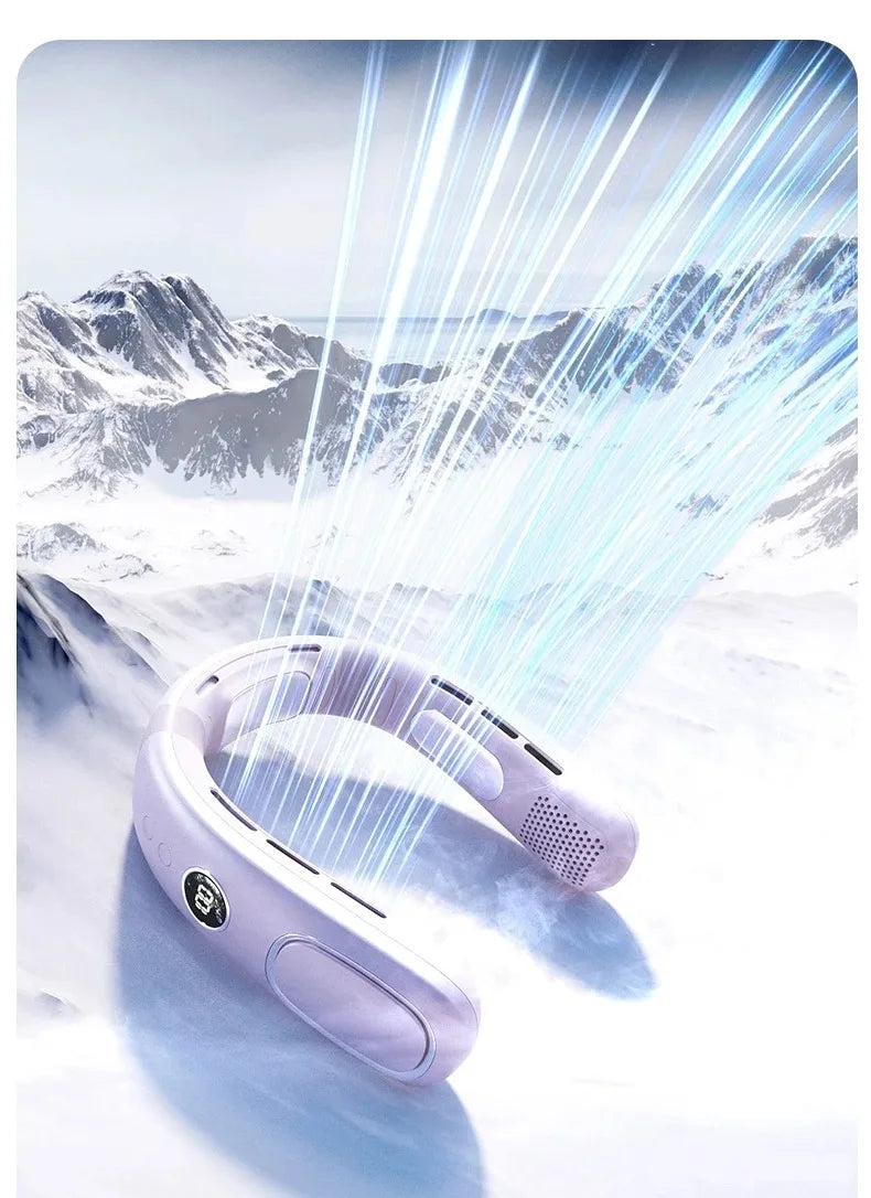 N90 Neck Fan Semiconductor Cooling 5-Speed Bladeless Wearable Fan USB Rechargeable Portable Outdoor Travel Camping