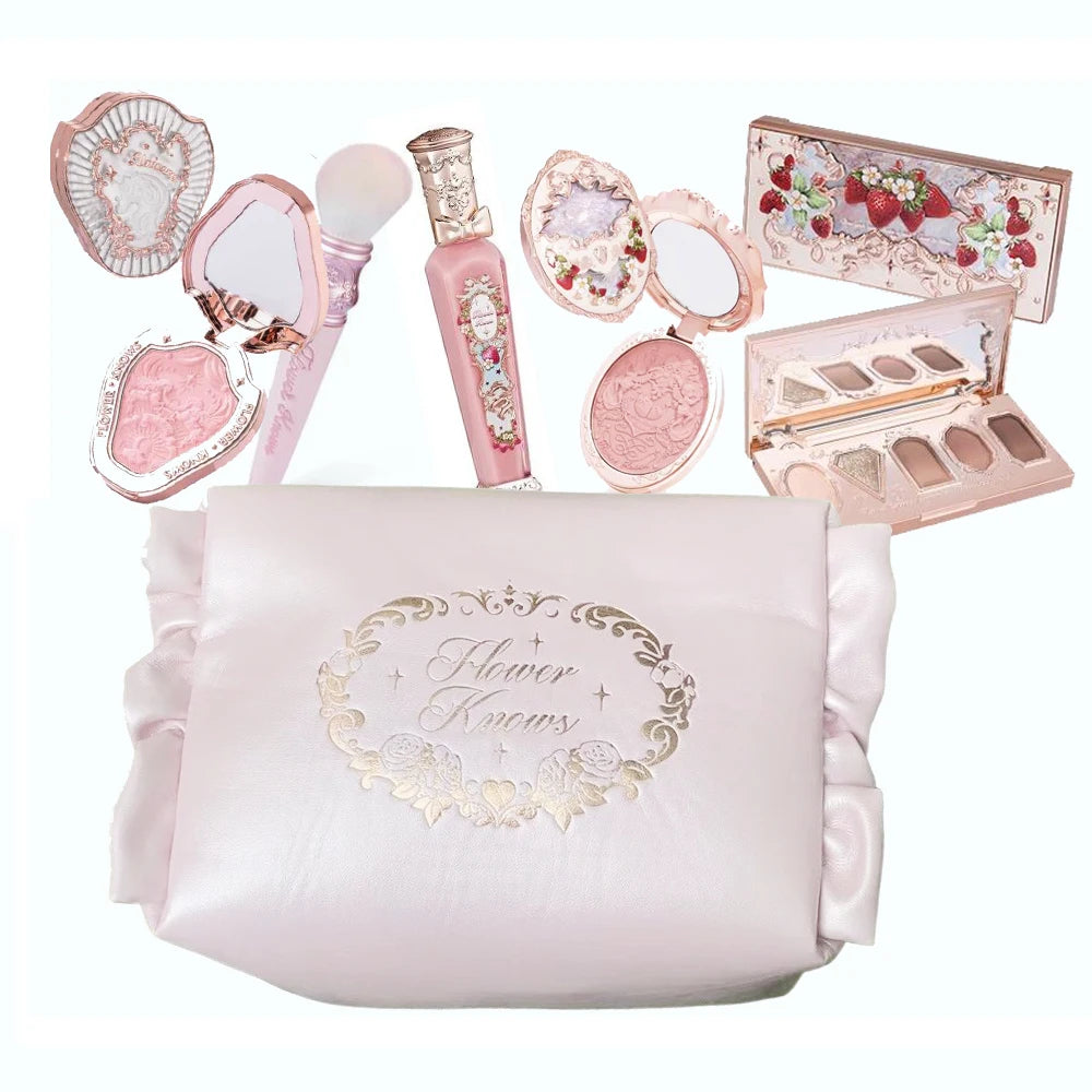 Flower Knows All In One Makeup Set Gift Box Garden Cushion Cream Foundation Matte Blush Long Lasting Velvet Lip Cream With Bag