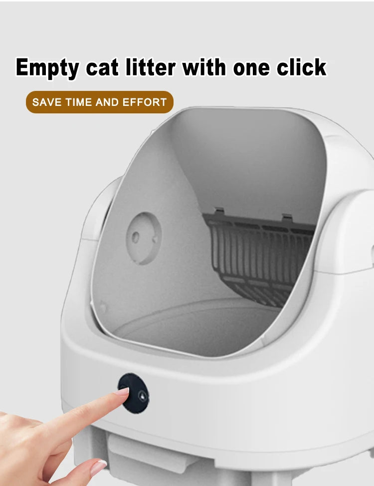 HEYBO PET Large Capacity Self Cleaning Cat Litter Box, Safety App Control, Odor Free Waste Bin, Auto Smart Open Cat Litter Box
