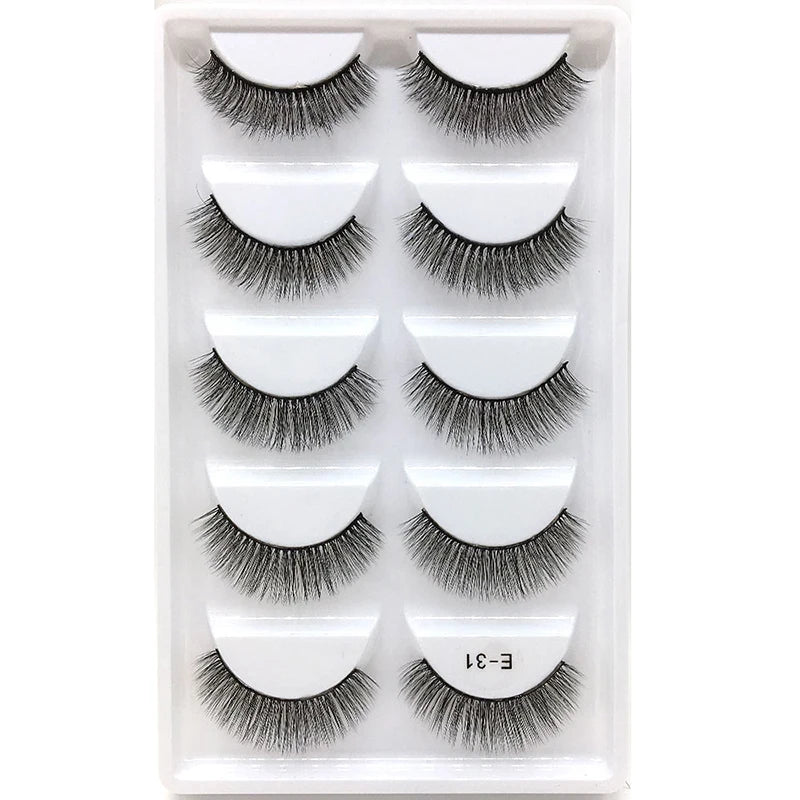 New 5Pairs Handmade 3d Mink Lashes Short False Eyelashes Cross Messy Dense Natural Eye Lashes Stage Makeup False Eyelashes E08