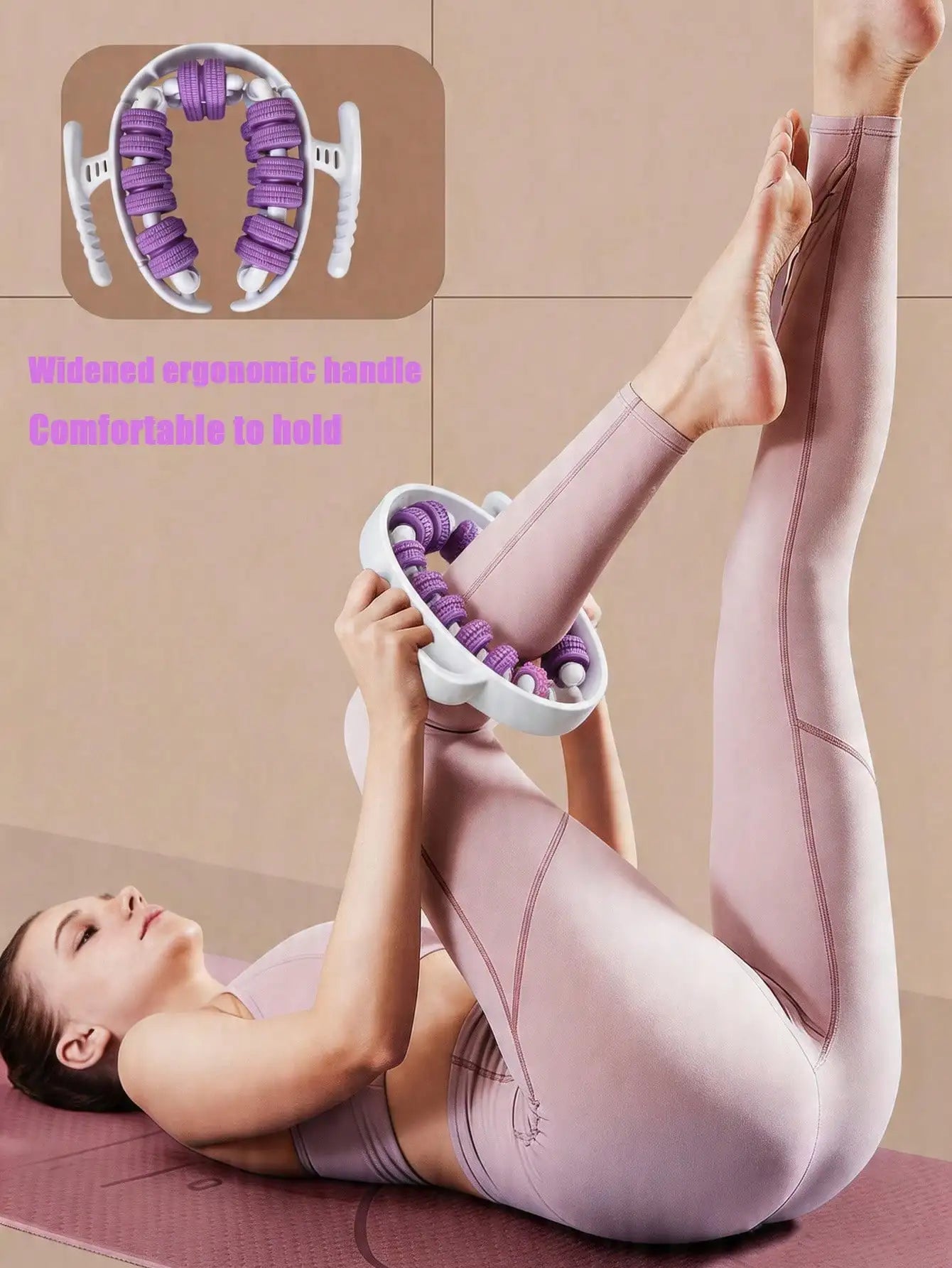 1Pc Yoga Leg Ring Clamp Equipped with 28 Roller Wheels, Calf Muscle Relief, Leg Massage & Shaping Roller Clamp