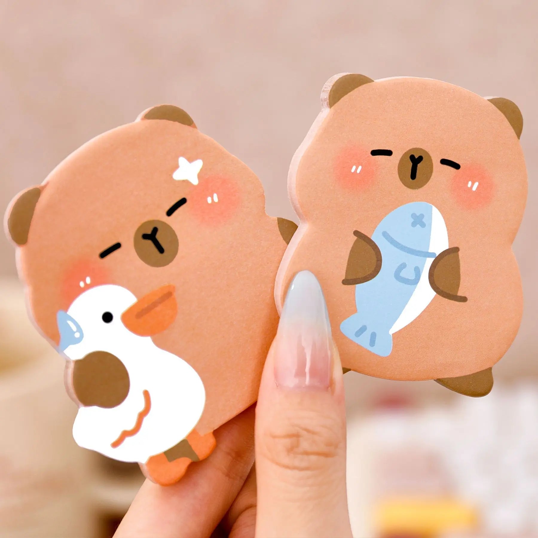 60sheets Kapibala Post Notes For Students High Appearance Cute N Times Sticky Notes for Paper Cartoon Stationery Sticky Notes