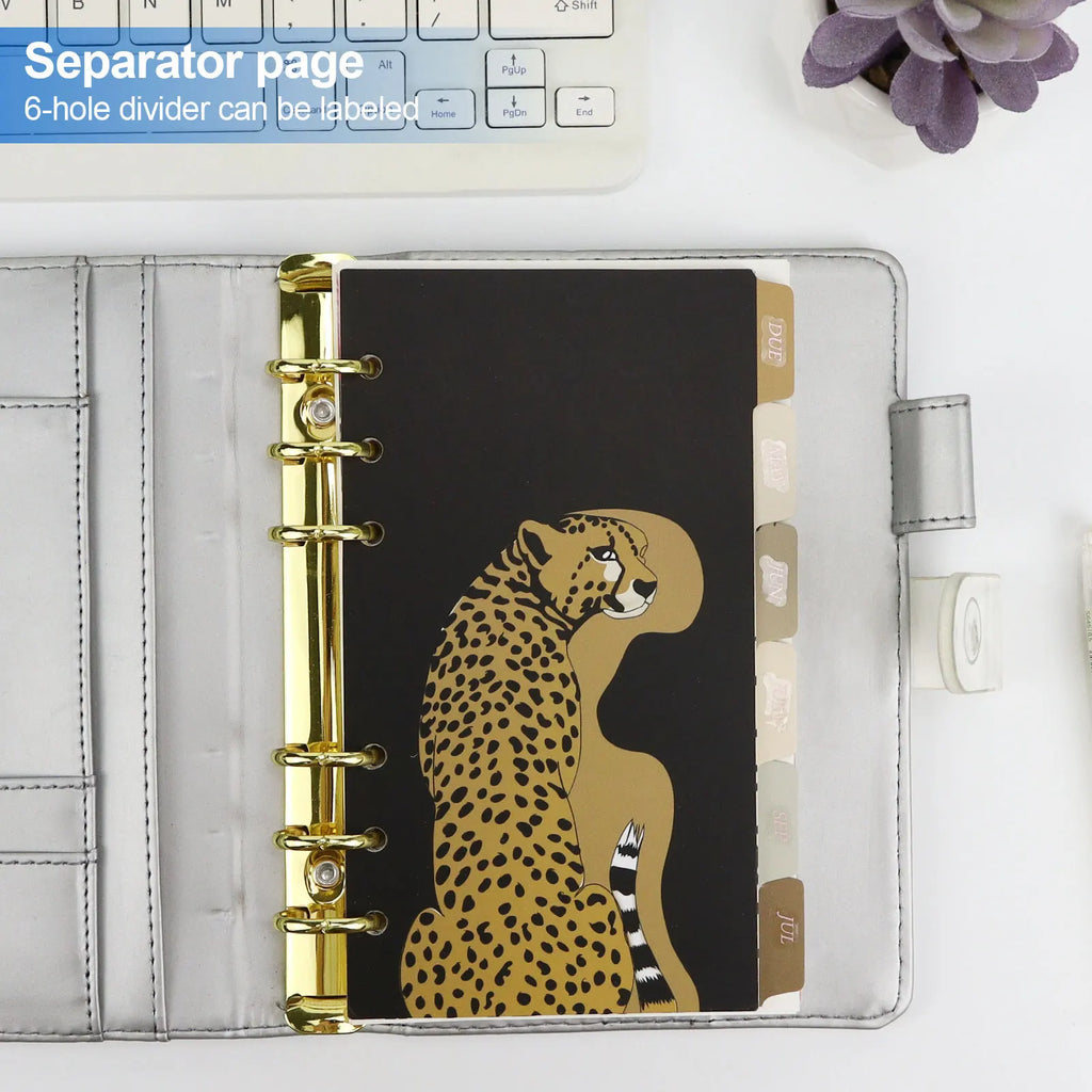 A6 Leopard Separator Paper Index Page Classification Separator Page Notebook Loose-leaf Book Partition Accessories