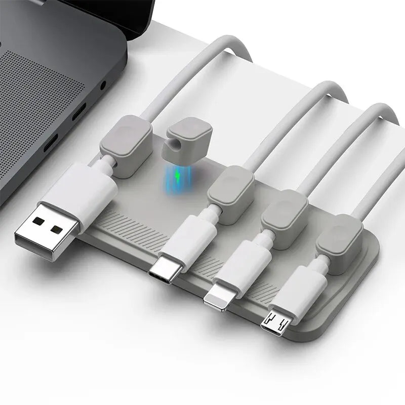 Multipurpose Magnetic Organizer Desktop Cable Clip Mouse Wire Protector Cord Winder Self-Adhesive Fixed USB Charging Line Holder