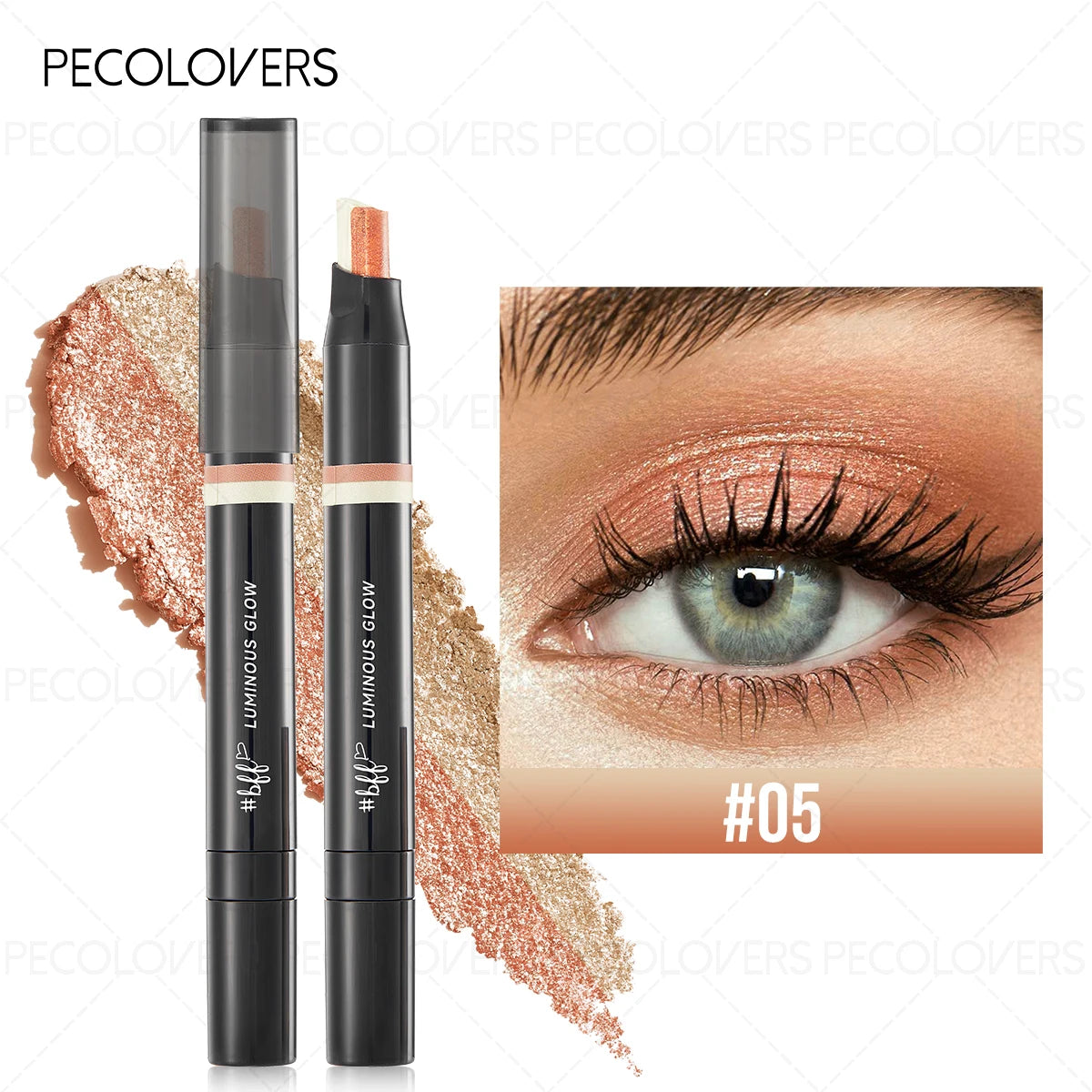 1PC Glitter Double Color Eyeshadow Stick Metallic Gradient Waterproof Two Tone Long Lasting Shimmer Shadow Pen 2 in 1 Eye Makeup
