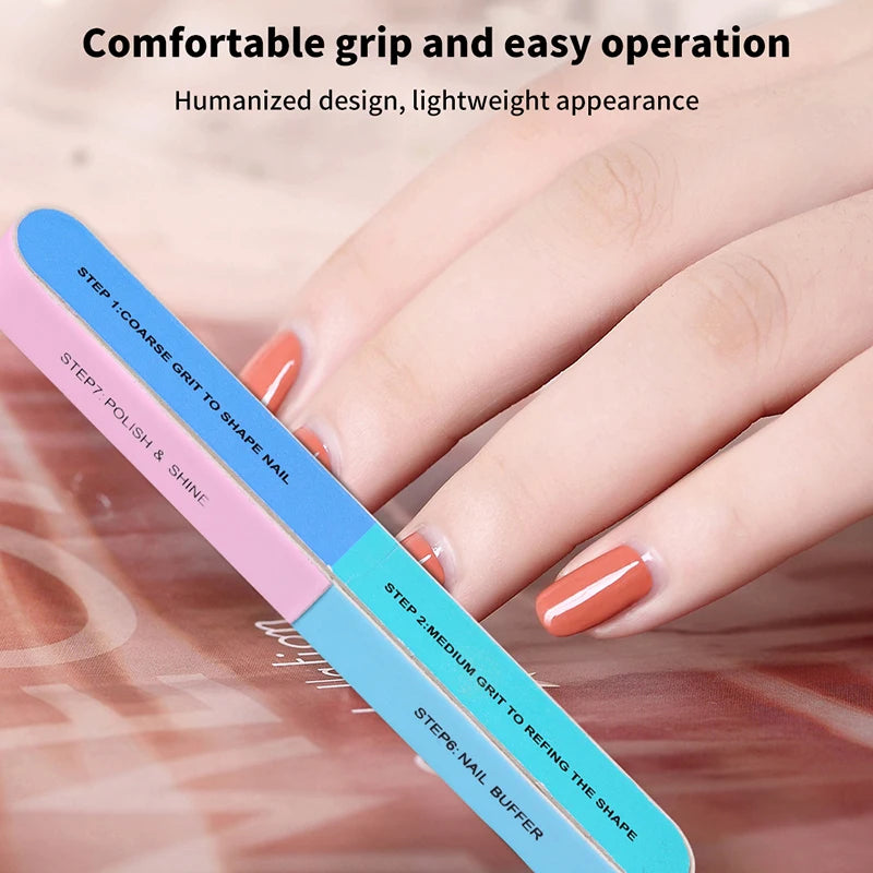 Multi Surface Printed Nail Polishing File 7 Sides Manicure Strip Professional Salon DIY Gel Nail Wholesale Supply