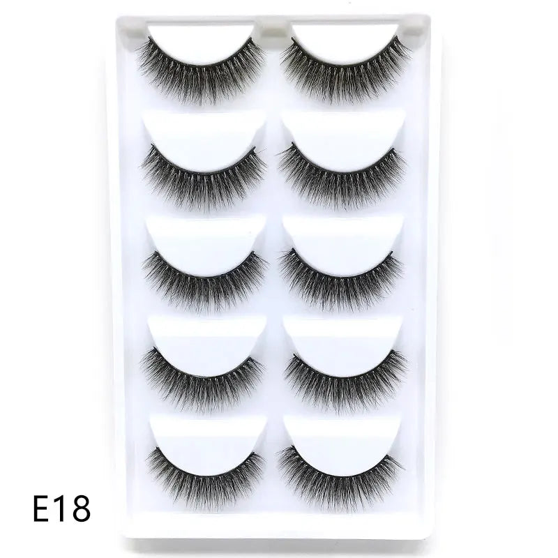 New 5Pairs Handmade 3d Mink Lashes Short False Eyelashes Cross Messy Dense Natural Eye Lashes Stage Makeup False Eyelashes E08