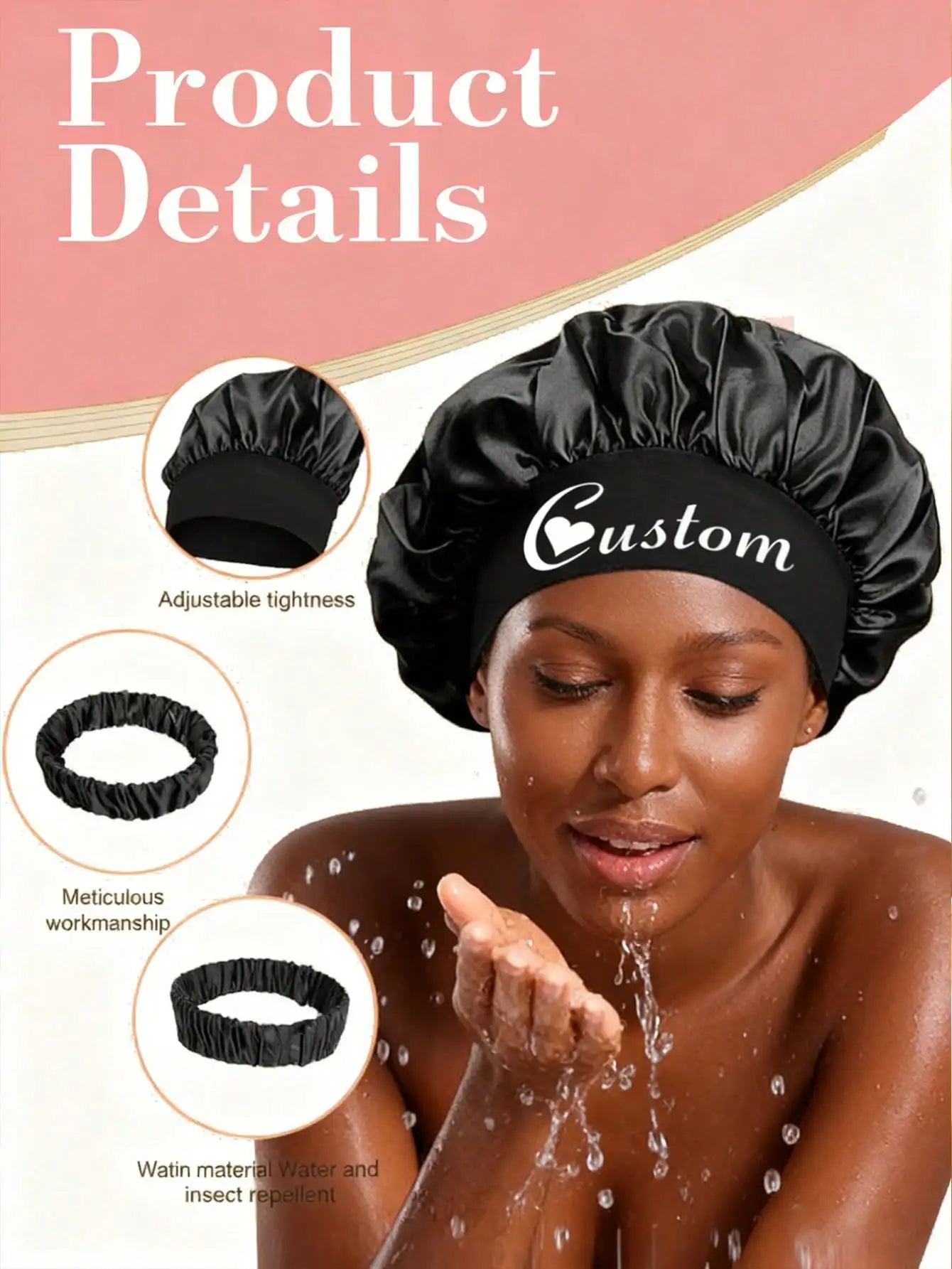 Custom Name Silk Bonnet For Sleeping, Personalized Satin Hair Bonnet For Curly Hair, Customizable Sleep Cap, Large Silk Bonnet For Hair Protection, Customized Gift For Bridesmaids And Bridal Party