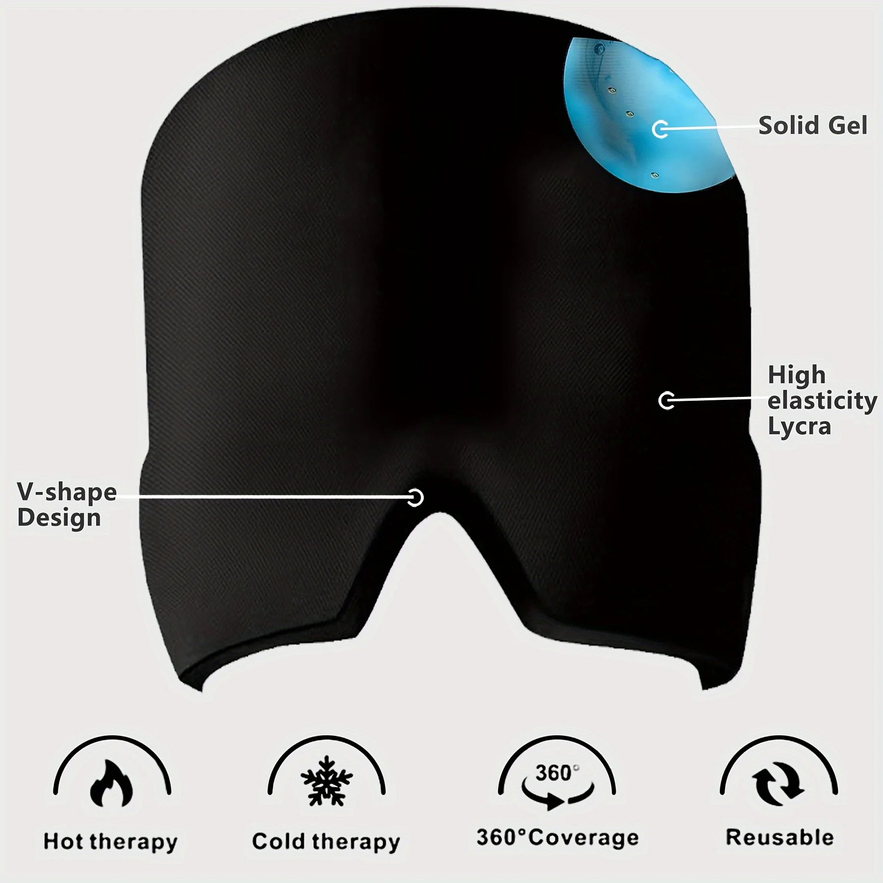 Headache Migraine Relief Cap, Ice Pack Headache Relief, 360 ° Hot Compress/Cold Compress Head Pack to Relieve Stress, Odorless Head Pack to Relieve Tension, Puffy Eyes, and Pressure